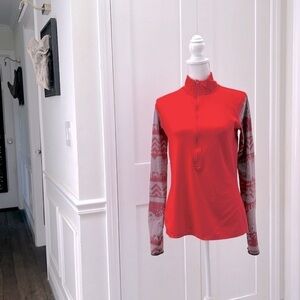 Nike Pro Womens Red Dri Fit Long Sleeve Training Top Pullover Size L Gym Run